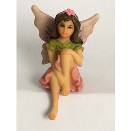 Wonderlnad Miniature fairy garden resin Sitting Fairy in green Statue