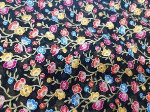 Black georgette fabric pink green blue embroidery blouse dress wedding material