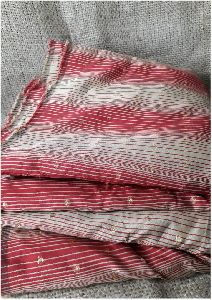 Faux Silk red gold stripe embroidery wedding material