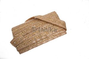 Gold Silver Embroidered Mirror n Bead Border