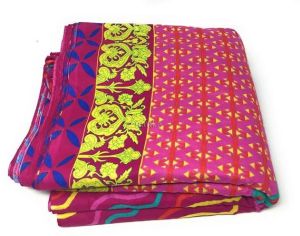 Pure Cotton, Printed Colour Fast Leheriya Design With Panel, Rani Pink Colour