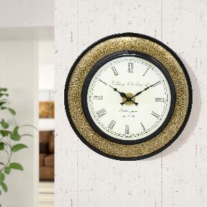 Brass on wooden design wall clock