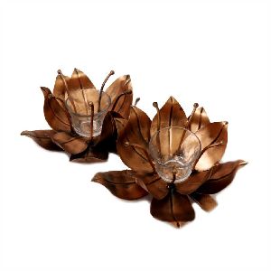 Brown colour lotus candle stands