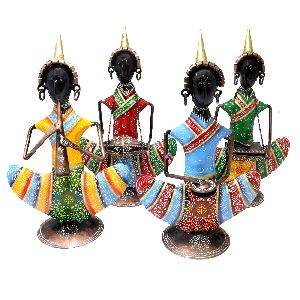 Iron musician Nepal figurines set of 4