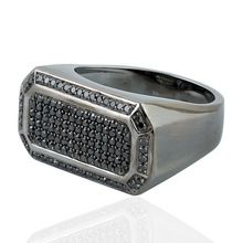 Pave Black Diamond Silver 925 Handmade Beautiful Women Ring