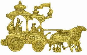 BRASS LORD KRISHNA WITH CHARIOTT WALL HANGING