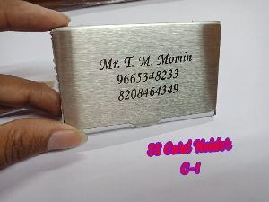 Steel Visiting Card Holder With Laser Engraved Name