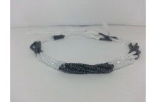 Black and White Cubic Zirconia Faceted Rondelle Beads
