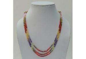 Multi Color Cubic Zirconia Faceted Beads Necklace