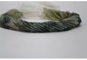 Natural Moss Aquamarine Multi Faceted Rondelle Beads