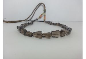 Natural Smoky Quartz Faceted Nuggets Beads Necklace