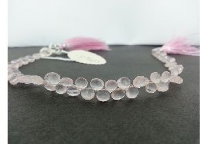 Quartz Faceted Heart Briolette Beads Strand