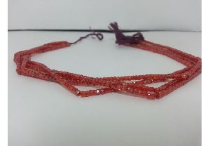 Red Cubic Zirconia Faceted Rondelle Beads Strand