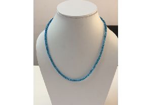 Swiss Blue Topaz Faceted Rondelle Beads Necklace with Clasp