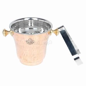 Copper Ice bucket hamered with Stainless Steel tong