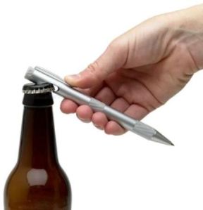 Plain Plastic Bottle Opener Pen, Packaging Type : Silver