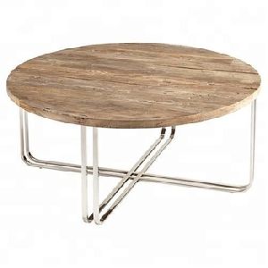Industrial and Vintage Iron wooden round Coffee Table