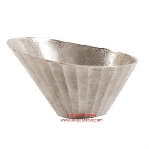 Silver Chiseled Metal Bowl