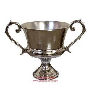 Silver Metal Flower Urn With Handle