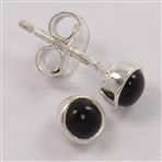 925 Silver Small Stud Post Earrings Natural 4x4mm BLACK ONYX Round Gemstone