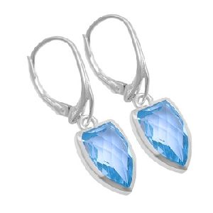 Natural Gemstone 925 Sterling Silver Blue Topaz Earring