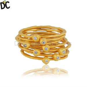 Gold Plated Silver Cz 8 Rings