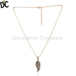 Rose Gold Plated Sterling Silver Diamond Pendant