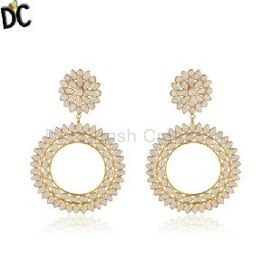 Silver Gold Plated Designer Cz Indian Earrings