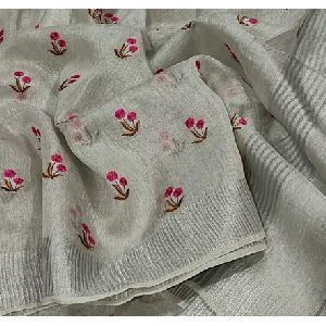 Embroidered Tissue Linen Sarees