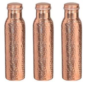 Copper Hammered Water Bottle Set