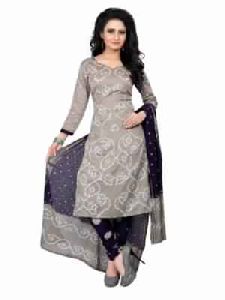 Designer Ethnic Satin Cotton Grey Color Dress Material