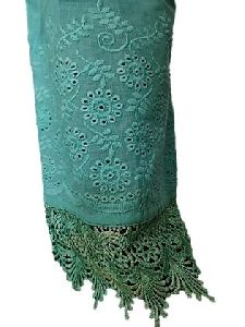 Green Palazzo Pants with Hakoba Embroidery and Designer Lace