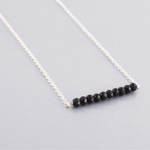 Black Spinel Bar Necklace