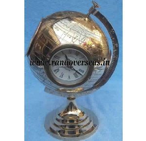 Brass Metal Globe with Four Clocks