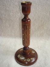 Candle Stand with Brass Inlay