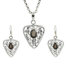 smoky quartz gemstone designer jewelry set