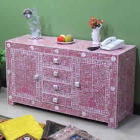 Pink Mother of Pearl Inlay Sideboard/Dresser