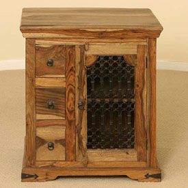 Sheesham Wood 1 Door 3 Drawer Cabinet