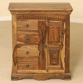 Sheesham Wood 4 Drawer 1 Door Jali Cabinet