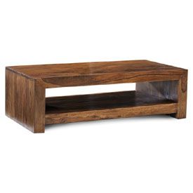 Sheesham Wood Cube Coffee Table With Storage Selves