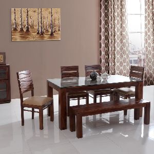 Wooden Dining Table Set WITH OUT DINING TOP GLASS
