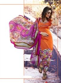 Orange Colored Women\'S Leon Crepe Fabric Suit.