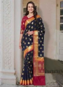 Viva N Diva Navy Blue Colored Banarasi Silk Saree.