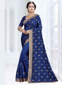 Viva N Diva Navy Blue Colored Silk Saree.