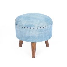 Rug Upholstered Wooden Round Stool