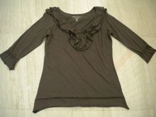 Ladies 3/4 sleeve ruffle neck