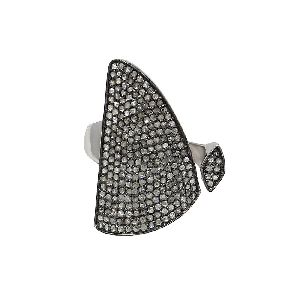 925 solid silver ring with diamond in black rhodium
