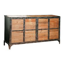 METAL & WOODEN LONG 8 DRAWER CHEST