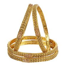 Traditional Antique Goldplated Crystal Stone Bangles Set