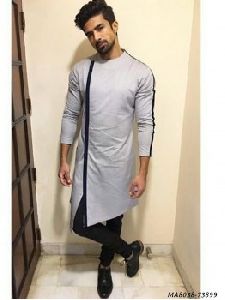 Silver Cotton Kurta Pajama